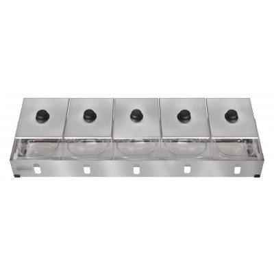 Condimentadora Pizzarola Inox 5 Cubas Acrílico Tampa Individual - Aisa